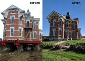 Before and after structural moving